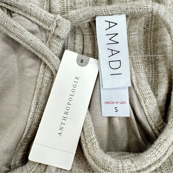 Anthropologie Amadi Caroline Knit Halter Sheath Maxi Dress Tan Small Sleeveless - Picture 9 of 12